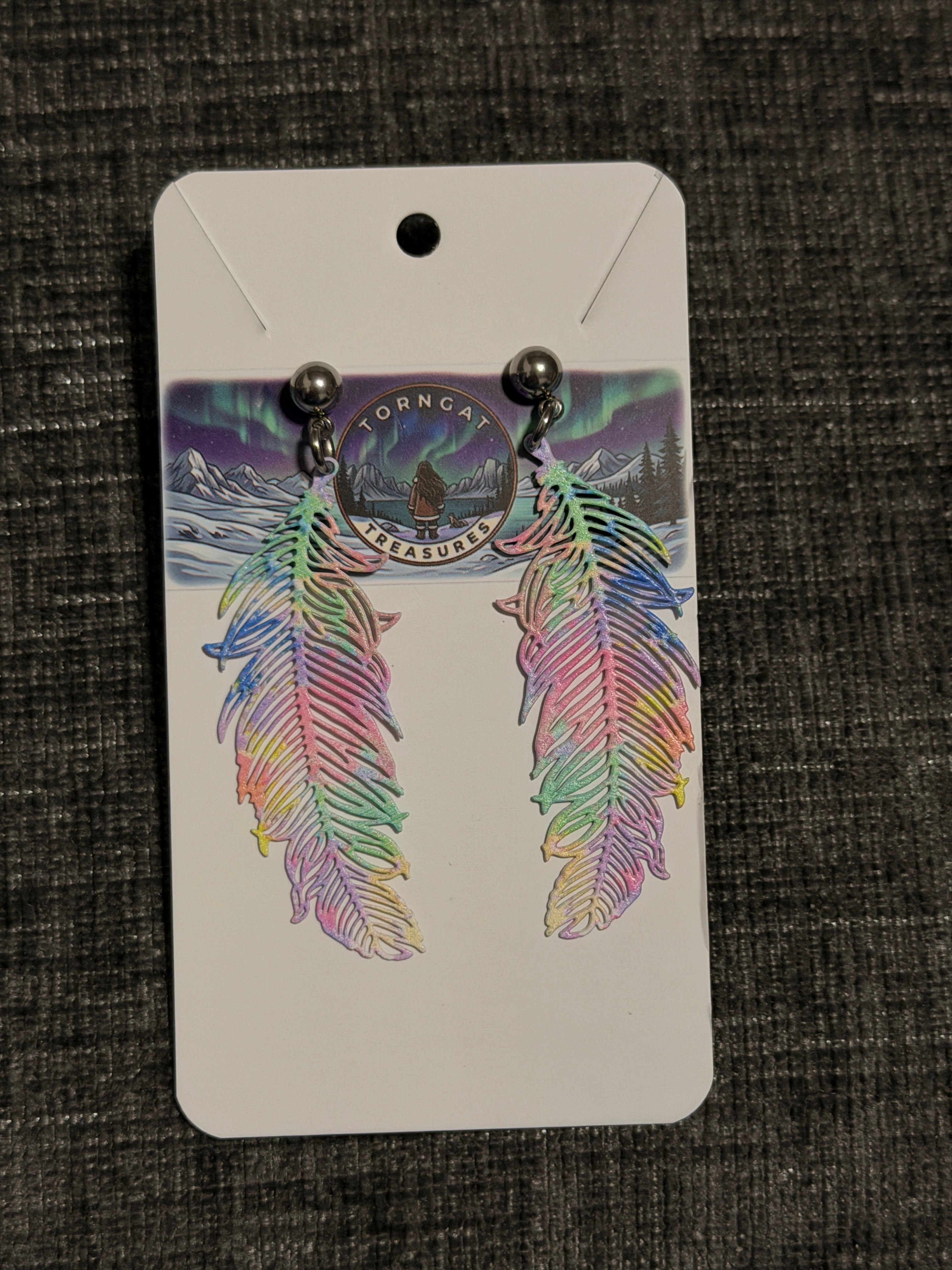 Stainless Steel Feathers - Pastel Tye Dye