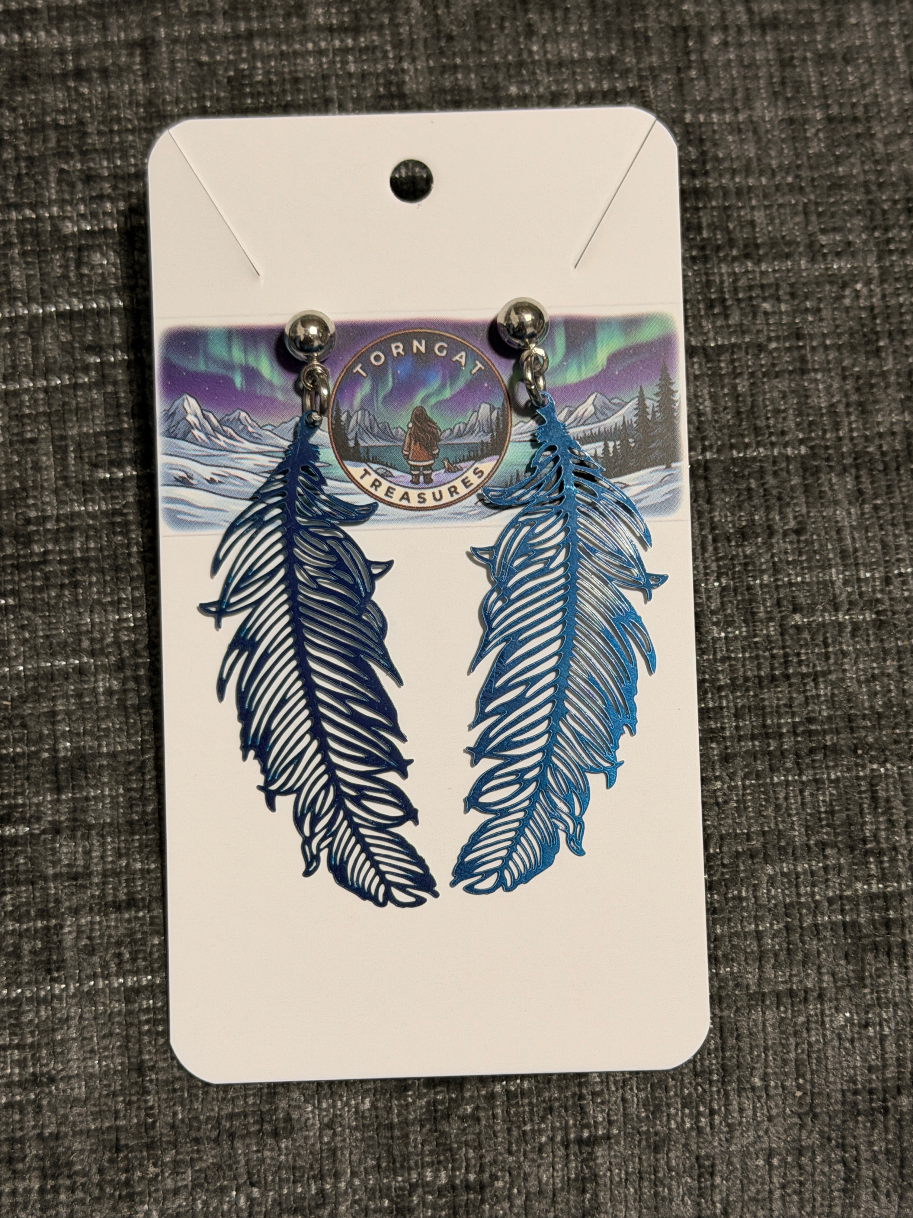 Stainless Steel Feathers - Blue